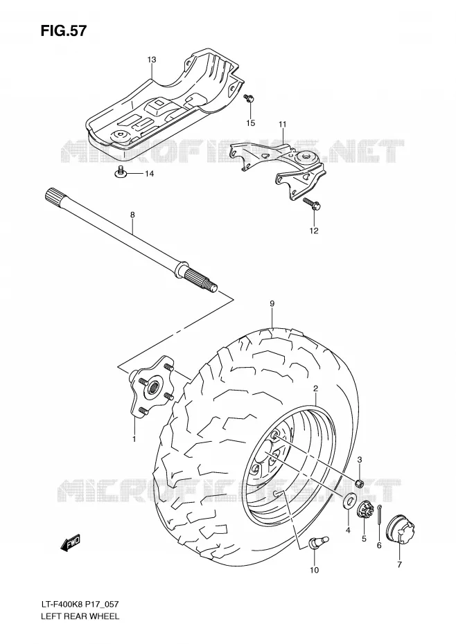 ROUE ARRIERE GAUCHE Suzuki QUAD 400 KINGQUAD 2009  LT-F400K9(P17)