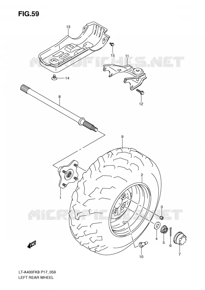 ROUE ARRIERE GAUCHE Suzuki QUAD 400 KINGQUAD 2010  LT-A400FL0(P17)