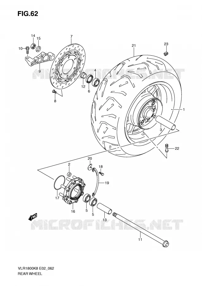 ROUE ARRIERE Suzuki MOTO 1800 INTRUDER 2010  VLR1800TL0(E2)