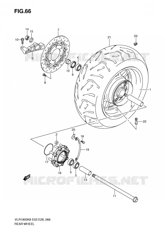 ROUE ARRIERE Suzuki MOTO 1800 INTRUDER 2010  VLR1800TL0(E3/E28)