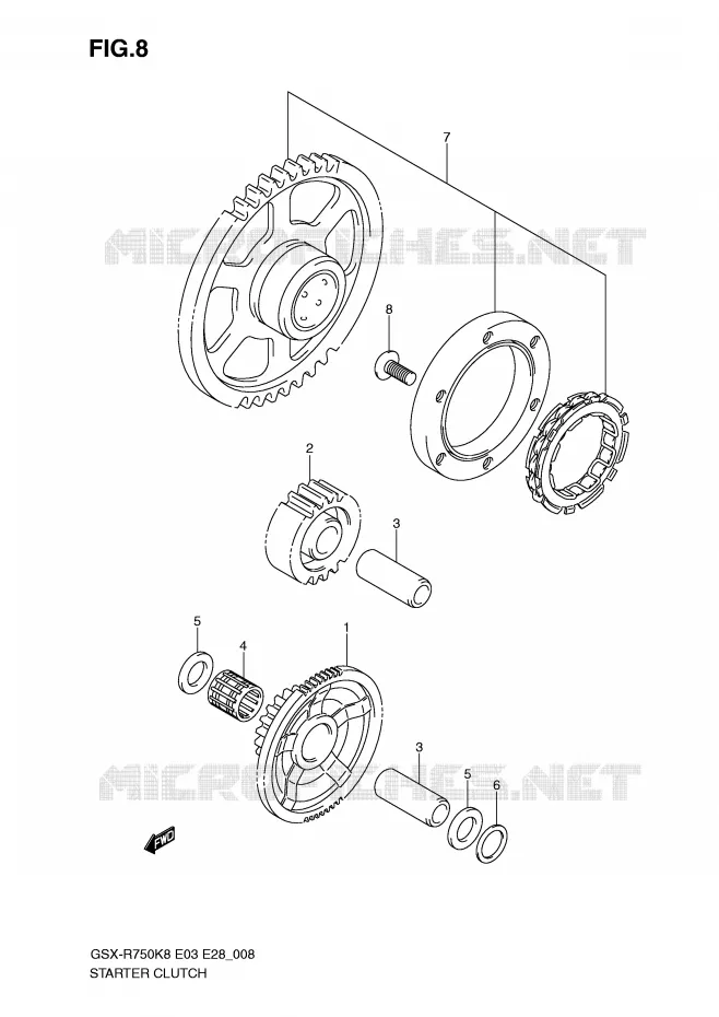 ROUE LIBRE DE DEMARREUR Suzuki MOTO 750 GSX-R 2008  GSX-R750K8(E3/E28)