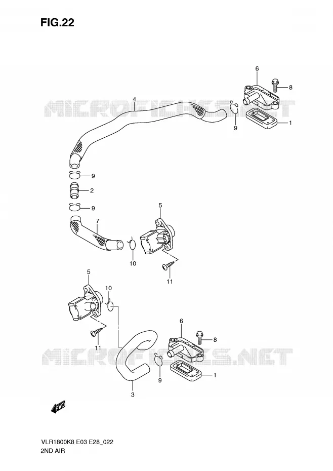 SYSTÈME DE RECYCLAGE GAZ D'ECHAPPEMENT (MODEL K8/K9 E33,MODEL L0) Suzuki MOTO 1800 BOULEVARD 2009  VLR1800K9(E3/E28)