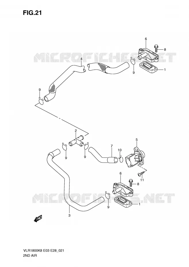 SYSTÈME DE RECYCLAGE GAZ D'ECHAPPEMENT (MODEL K8/K9 E3,E28) Suzuki MOTO 1800 BOULEVARD 2010  VLR1800L0(E3/E28)