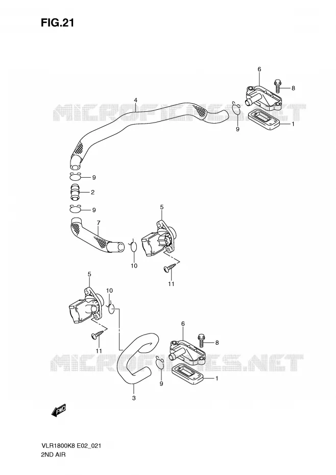 SYSTÈME DE RECYCLAGE GAZ D'ECHAPPEMENT Suzuki MOTO 1800 INTRUDER 2009  VLR1800UFK9(E2)
