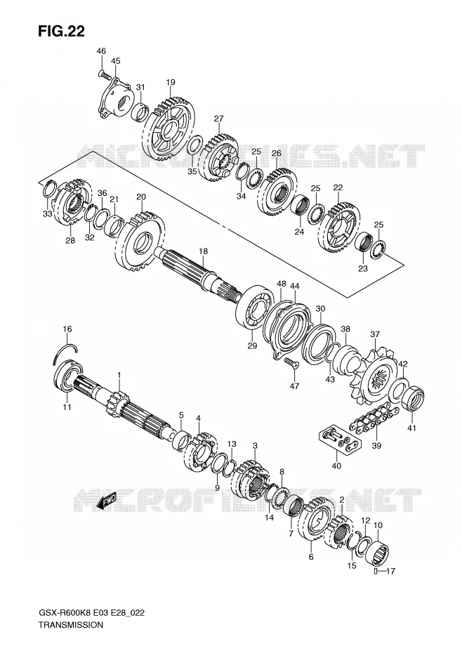 TRANSMISSION Suzuki MOTO 600 GSX-R 2010  GSX-R600L0(E3/E28)