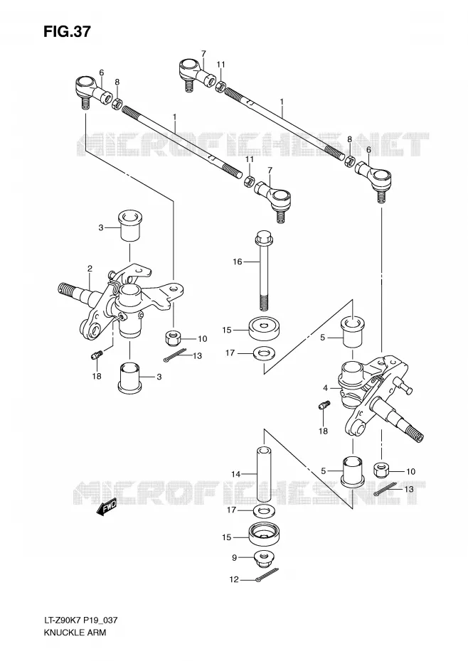 BIELLETTE DE DIRECTION - MOYEU Suzuki QUAD 90 QUADSPORT 2007  LT-Z90K7(P19)