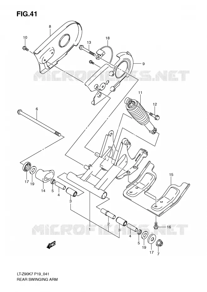 BRAS OSCILLANT ARRIERE Suzuki QUAD 90 QUADSPORT 2008  LT-Z90K8(P19)