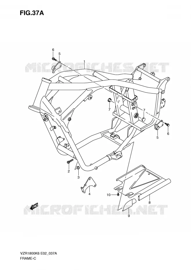 CADRE (MODEL K9/L0) Suzuki MOTO 1800 INTRUDER 2007  VZR1800ZU2K7(E2)