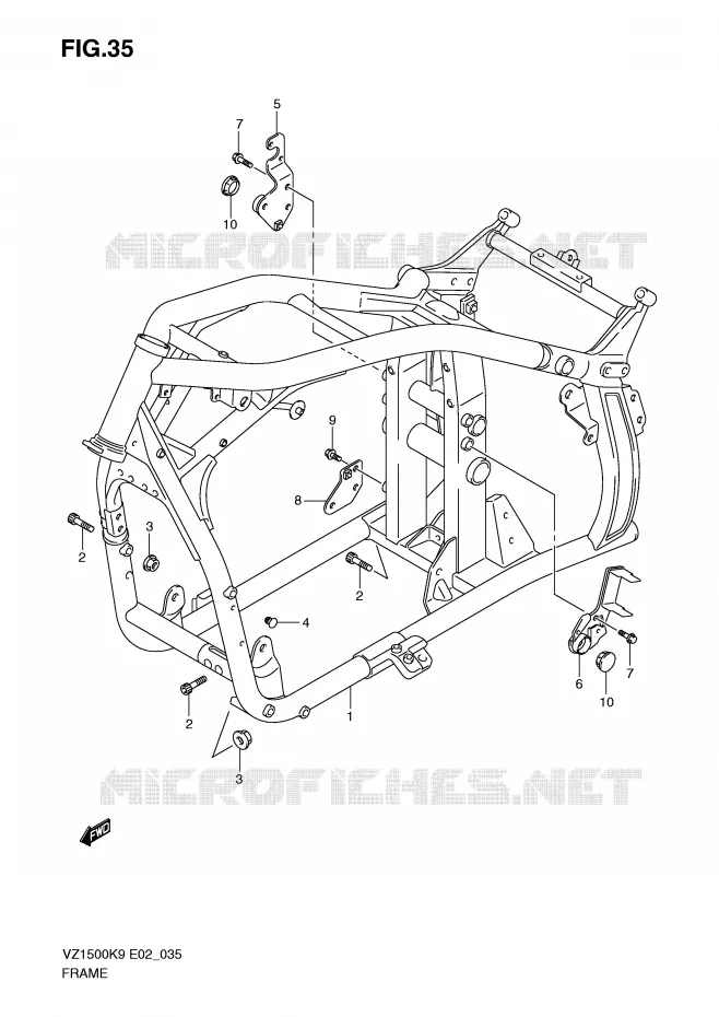 CADRE Suzuki MOTO 1500 BOULEVARD-M91 2010  VZ1500L0(E2)