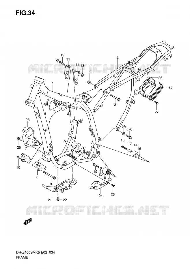 CADRE Suzuki MOTO 400 DR-Z 2008  DR-Z400SMK8(E2)