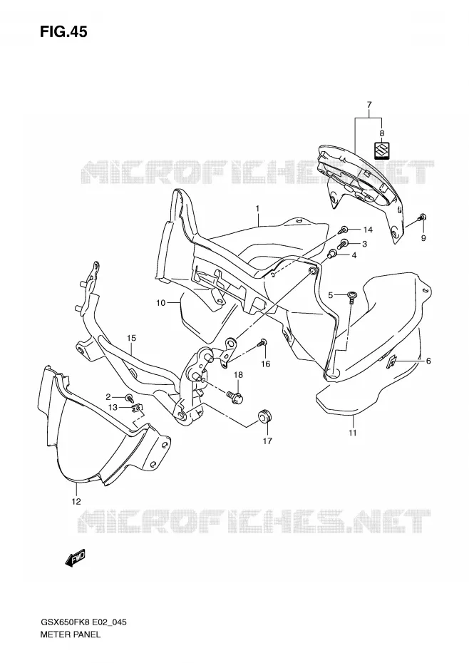 CARENAGE - SUPPORT DE COMPTEUR Suzuki MOTO 650 GSX-F 2008  GSX650FK8(E2)