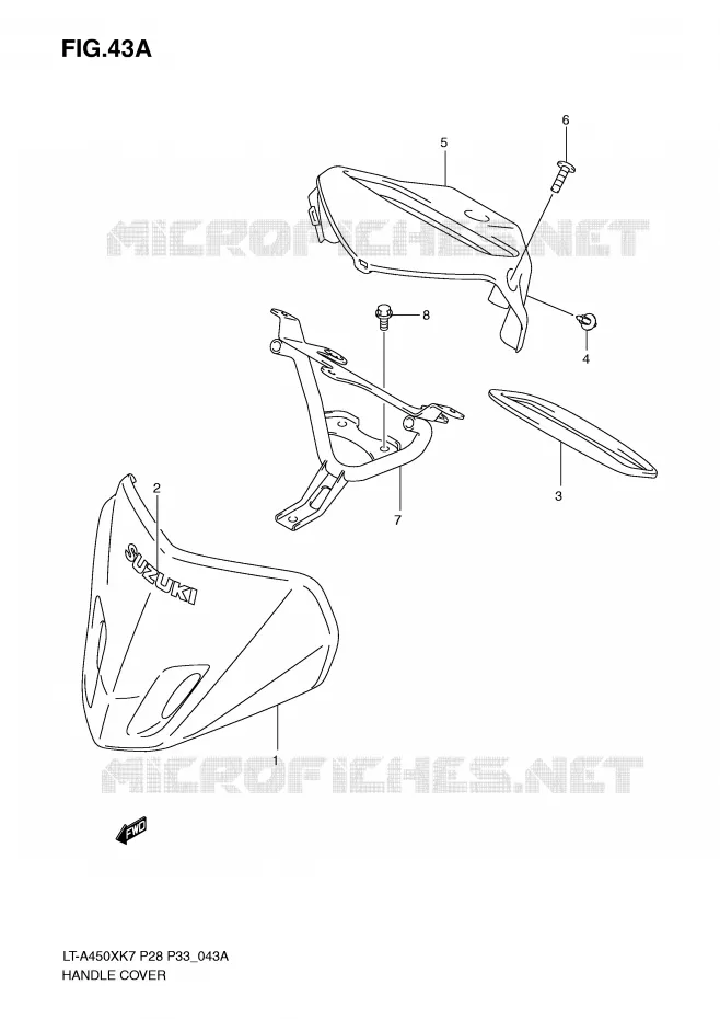 CARENAGE DE GUIDON (MODEL K9) Suzuki QUAD 450 KINGQUAD 2007  LT-A450XK7(P28/P33)