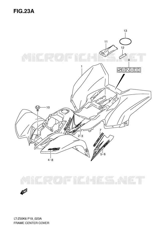 CARENAGES (MODEL K8/K9) Suzuki QUAD 50 QUADSPORT 2010  LT-Z50L0(P19)