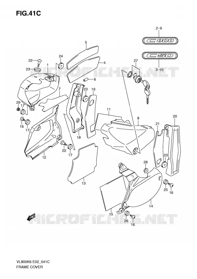 CARENAGES (MODEL K9) Suzuki MOTO 800 VOLUSIA 2007  VL800CUEK7(E2)