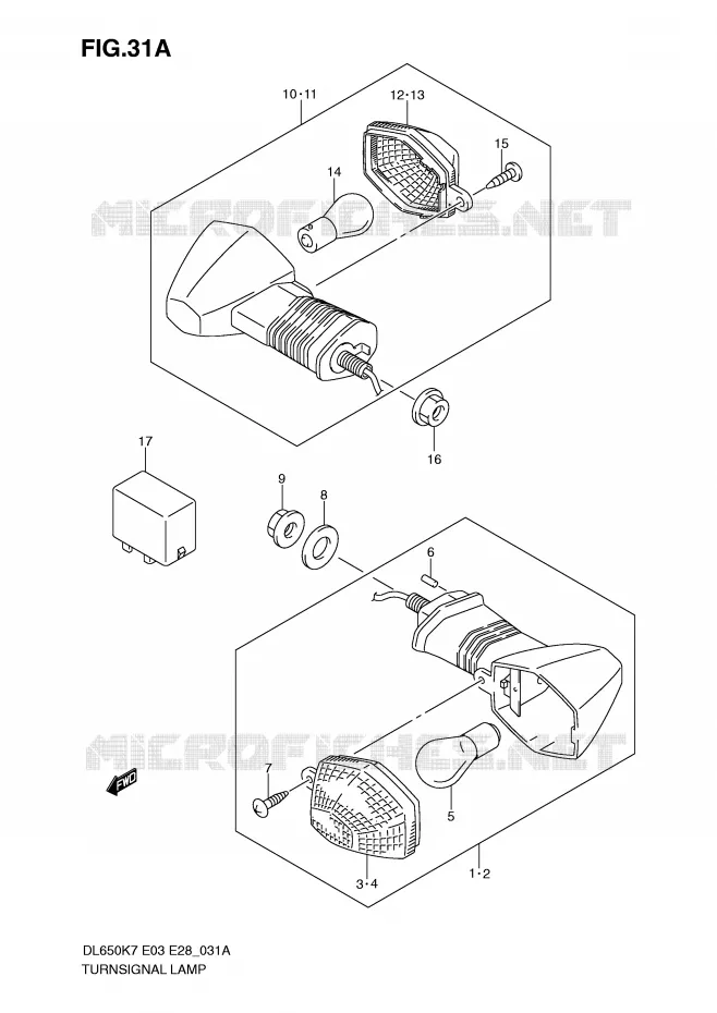 CLIGNOTANTS (MODEL K9/L0) Suzuki MOTO 650 V-STROM 2010  DL650L0(E3/E28)
