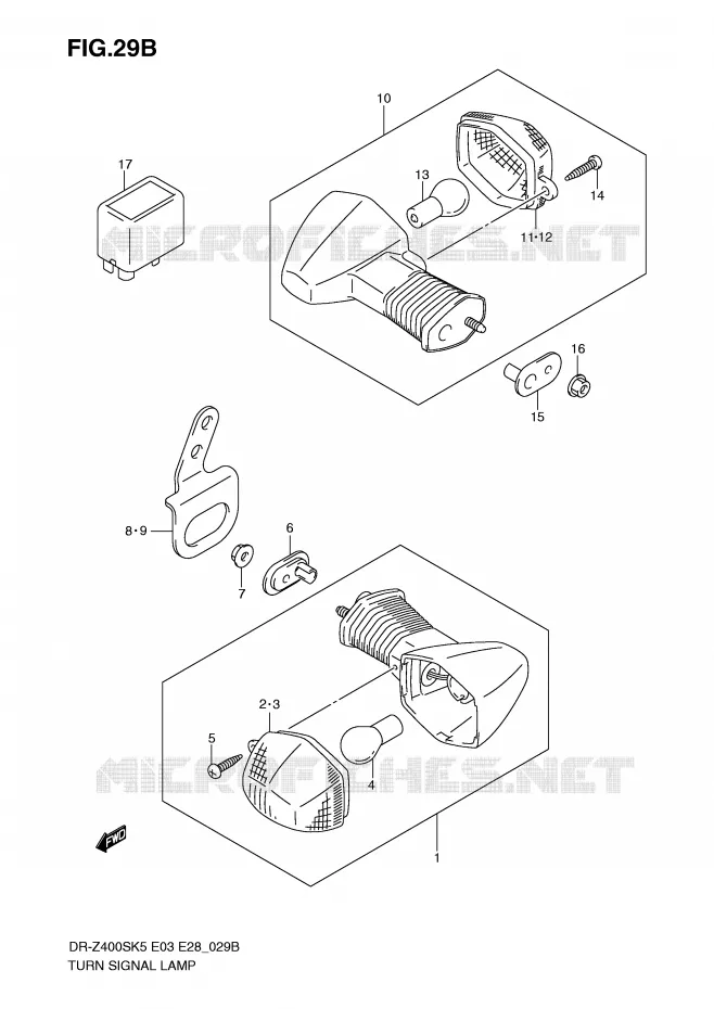 CLIGNOTANTS (MODEL K9) Suzuki MOTO 400 DR-Z 2005  DR-Z400SK5(E3/E28)