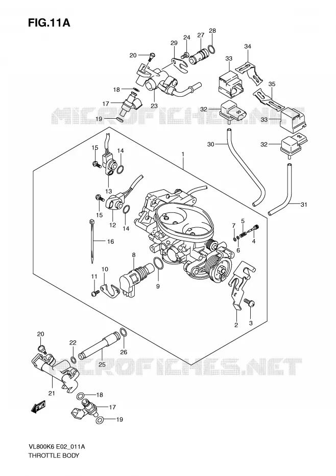 CORPS DE PAPILLON (MODEL K9/L0) Suzuki MOTO 800 VOLUSIA 2008  VL800UEK8(E2)