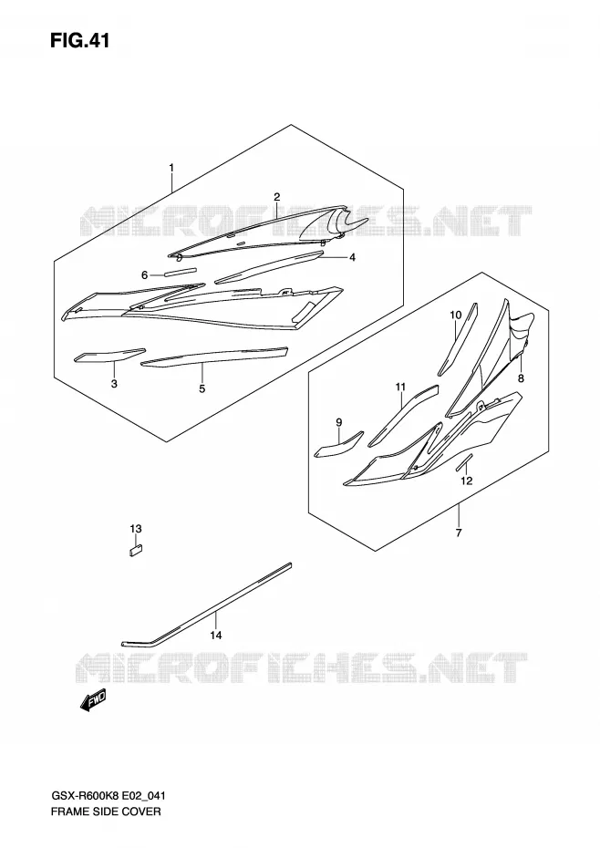 COUVERCLES LATERAUX Suzuki MOTO 600 GSX-R 2010  GSX-R600UEL0(E2)