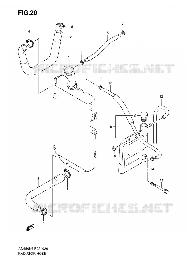 DURITE DE RADIATEUR Suzuki SCOOTER 650 BURGMAN 2007  AN650AK7(E2)