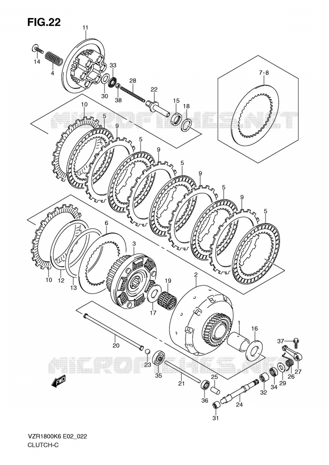 EMBRAYAGE (MODEL K6/K7/K8/K9) Suzuki MOTO 1800 INTRUDER 2007  VZR1800ZU2K7(E2)