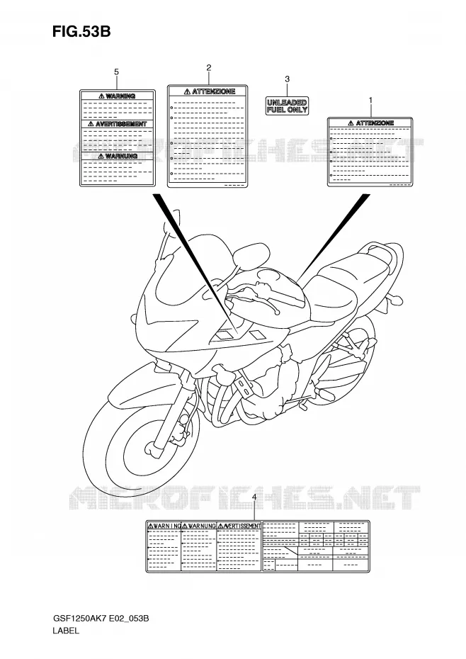 ETIQUETTE (MODEL K9) Suzuki MOTO 1250 BANDIT-S 2010  GSF1250SAL0(E2)
