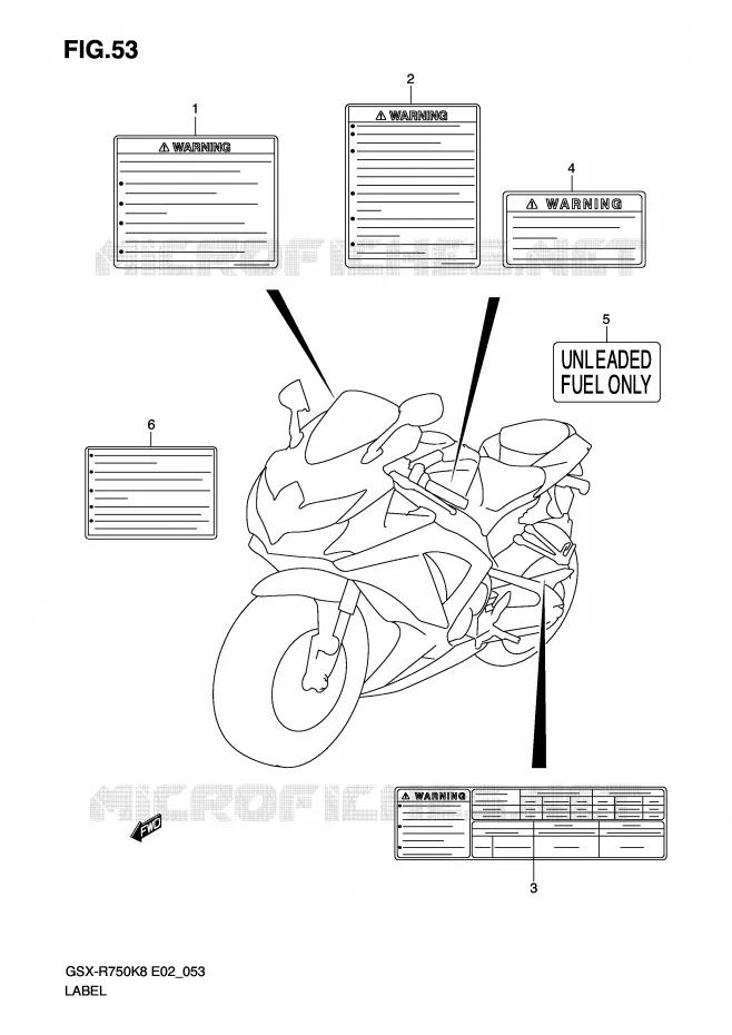 ETIQUETTE Suzuki MOTO 750 GSX-R 2008  GSX-R750U2K8(E2)