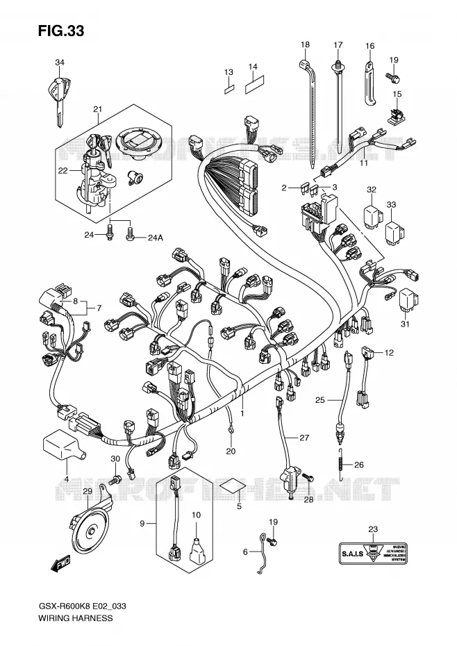 FAISCEAU ELECTRIQUE Suzuki MOTO 600 GSX-R 2009  GSX-R600UEK9(E2)