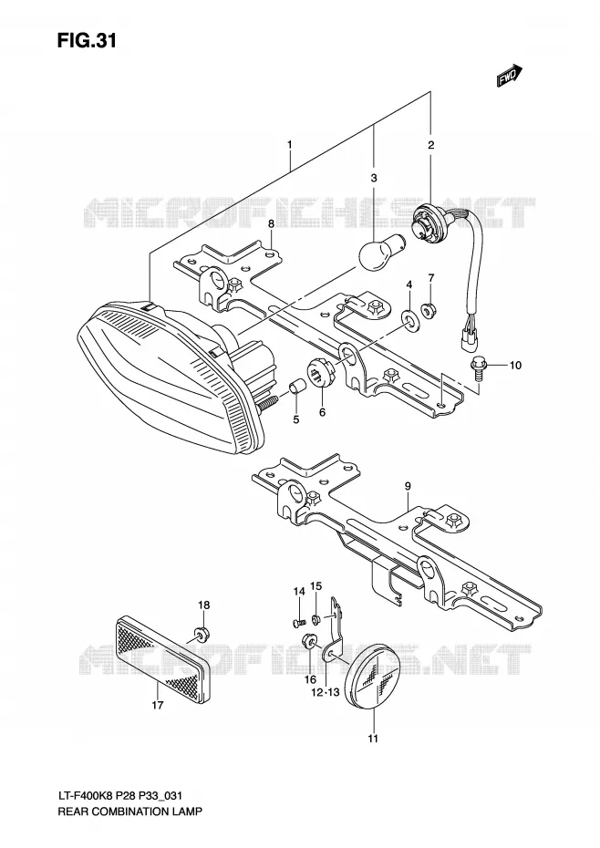 FEU ARRIERE Suzuki QUAD 400 KINGQUAD 2008  LT-F400K8(P28/P33)