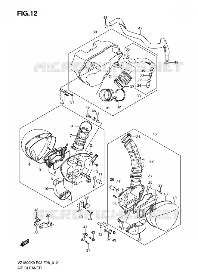FILTRE A AIR Suzuki MOTO 1500 BOULEVARD 2010  VZ1500L0(E3/E28)