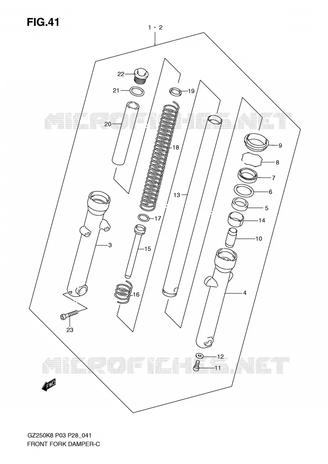 FOURCHE Suzuki MOTO 250 MARAUDER 2009  GZ250K9(P3)