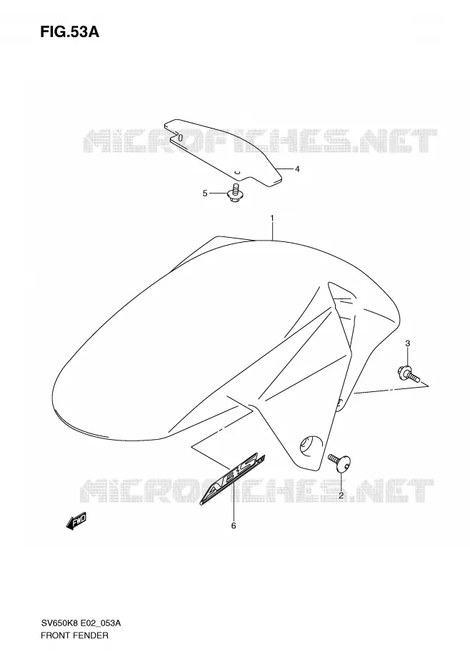 GARDE BOUE AVANT (MODEL K9) Suzuki MOTO 650 SV 2010  SV650SAL0(E2)