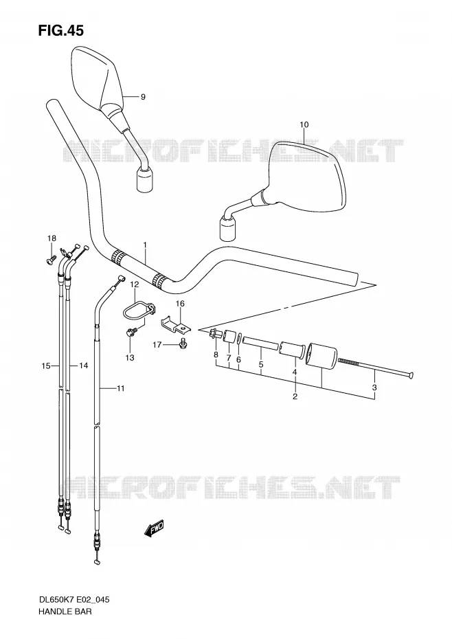 GUIDON (MODEL K7/K8) Suzuki MOTO 650 V-STROM 2009  DL650UEK9(E2)