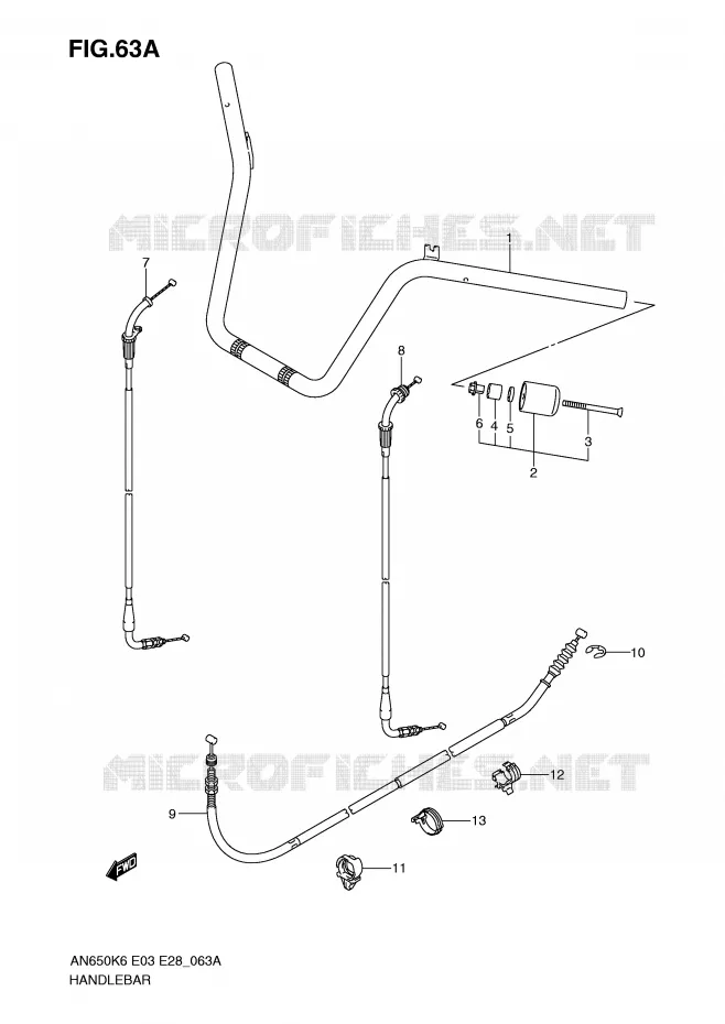 GUIDON (MODEL K9/L0) Suzuki SCOOTER 650 BURGMAN 2010  AN650AL0(E3/E28)