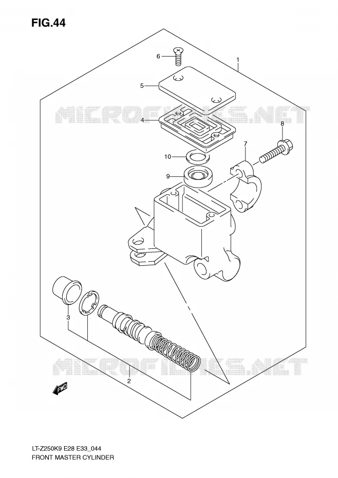 MAITRE CYLINDRE AVANT Suzuki QUAD 250 QUADSPORT 2010  LT-Z250ZL0(E28/E33)