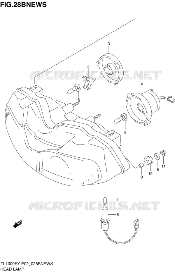 PHARE (E4,E18,E22,E25,E34) Suzuki MOTO 1000 TL-R 2002  TL1000RK2(E2)