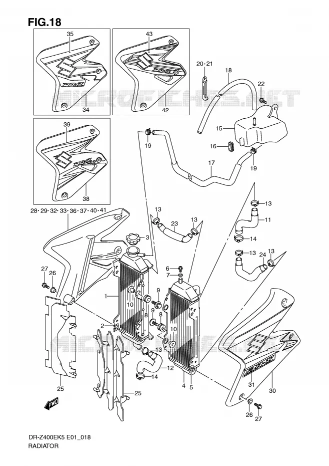 RADIATEUR Suzuki MOTO 400 DR-Z 2009  DR-Z400EK9(E1)