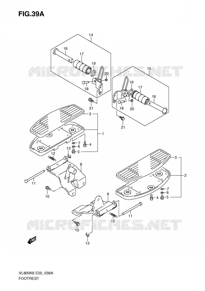 REPOSE PIEDS (MODEL K9/L0) Suzuki MOTO 800 VOLUSIA 2008  VL800CK8(E2)
