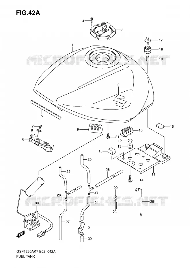 RESERVOIR D'ESSENCE (MODEL K9) Suzuki MOTO 1250 BANDIT 2008  GSF1250AK8(E2)