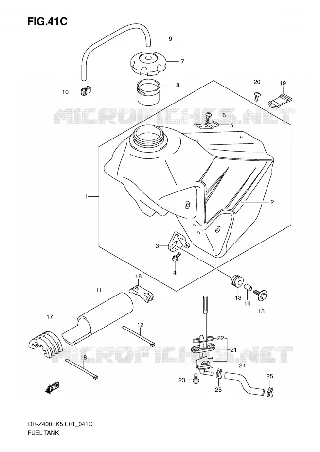 RESERVOIR D'ESSENCE (MODEL K9) Suzuki MOTO 400 DR-Z 2005  DR-Z400EK5(E1)