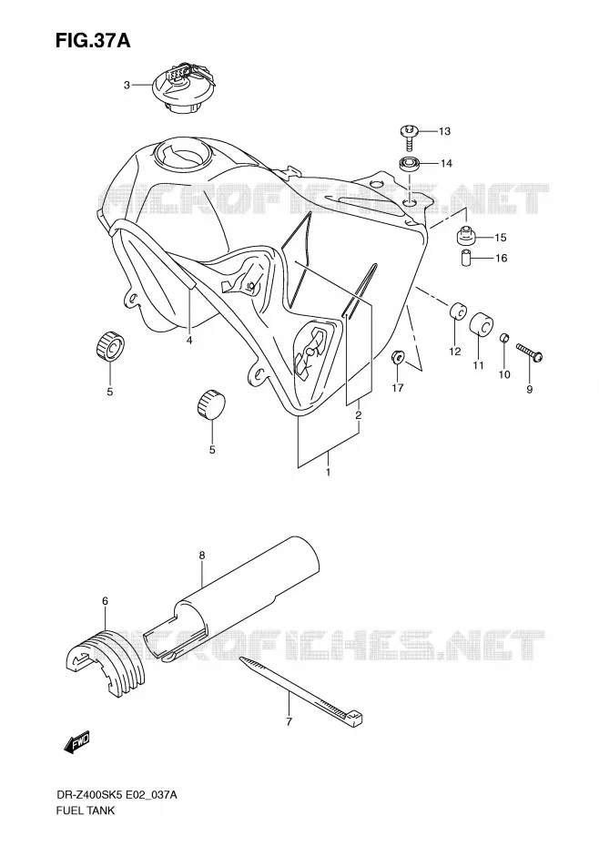 RESERVOIR D'ESSENCE (MODEL K9) Suzuki MOTO 400 DR-Z 2007  DR-Z400SK7(E2)