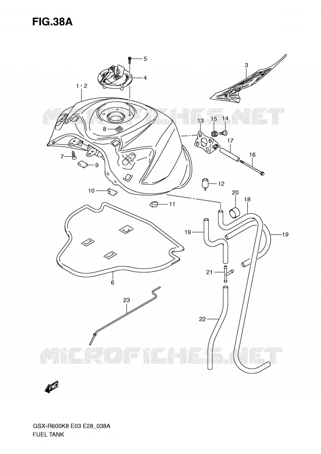 RESERVOIR D'ESSENCE (MODEL K9) Suzuki MOTO 600 GSX-R 2008  GSX-R600K8(E3/E28)