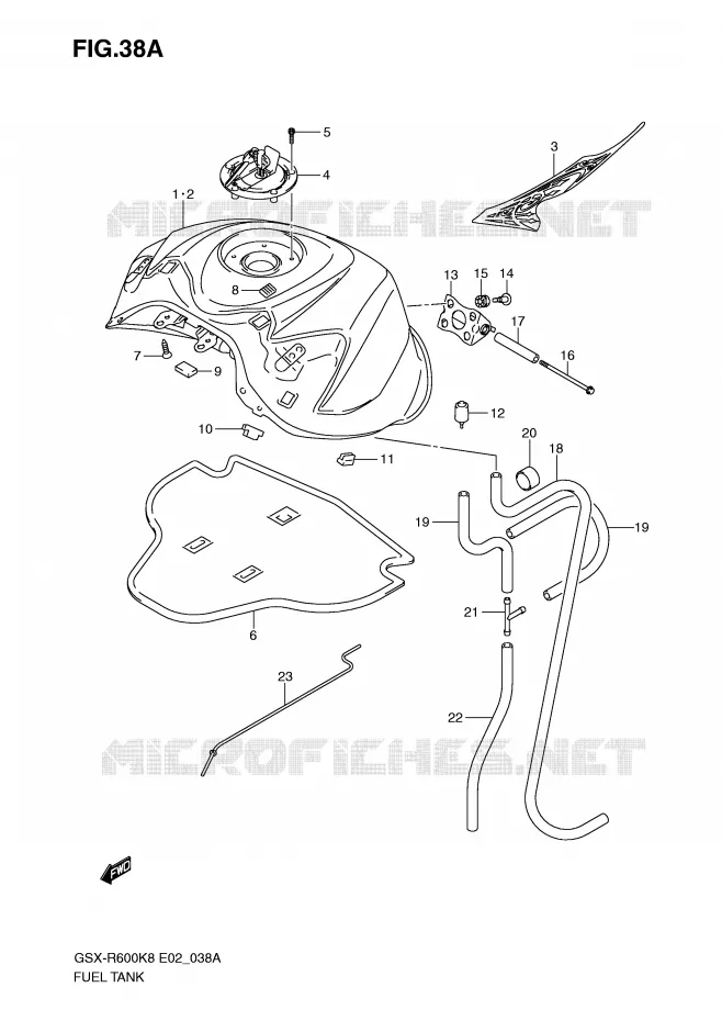 RESERVOIR D'ESSENCE (MODEL K9) Suzuki MOTO 600 GSX-R 2008  GSX-R600U2K8(E2)