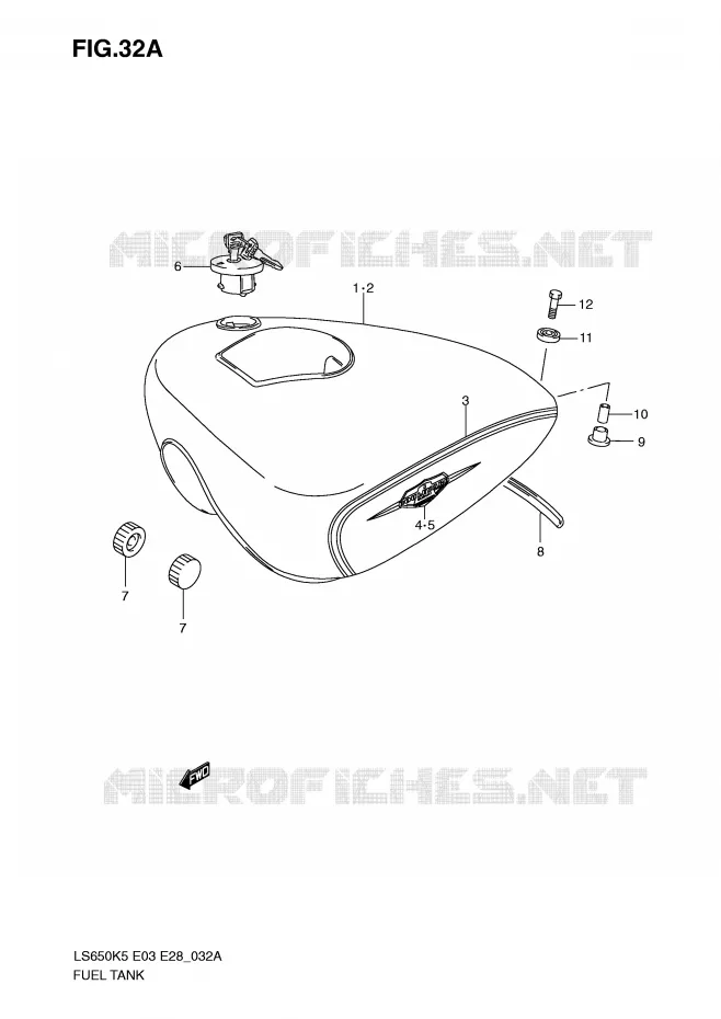 RESERVOIR D'ESSENCE (MODEL K9) Suzuki MOTO 650 BOULEVARD 2005  LS650K5(E3/E28)