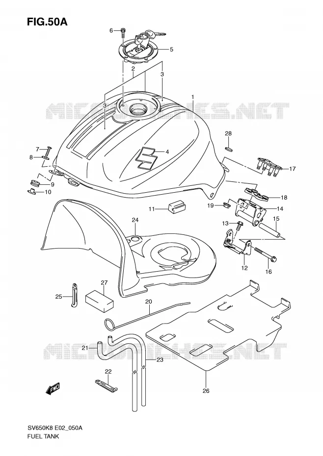 RESERVOIR D'ESSENCE (MODEL K9) Suzuki MOTO 650 SV 2009  SV650SUK9(E2)