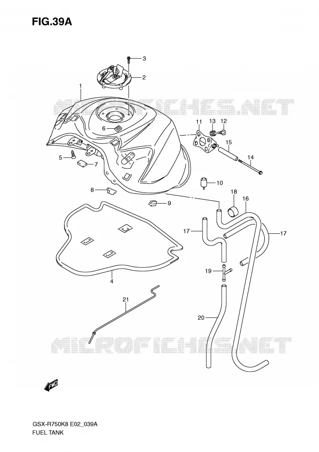 RESERVOIR D'ESSENCE (MODEL K9) Suzuki MOTO 750 GSX-R 2009  GSX-R750UFK9(E2)