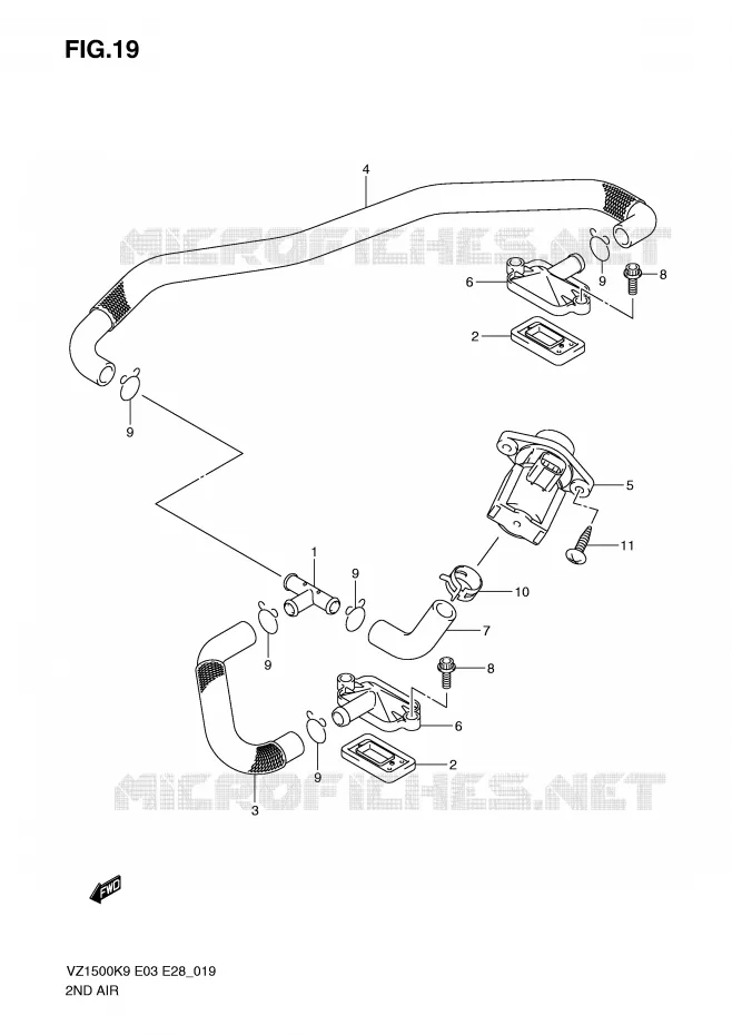 SYSTÈME DE RECYCLAGE GAZ D'ECHAPPEMENT Suzuki MOTO 1500 BOULEVARD 2009  VZ1500K9(E3/E28)