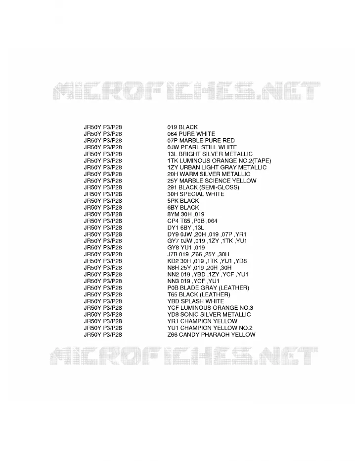 * CHARTE COULEUR * Suzuki MOTO 50 JR 2002  JR50K2(P3/P28)
