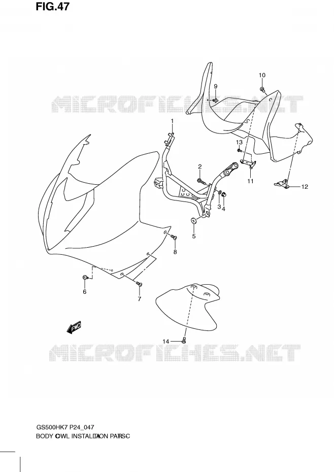 ARAIGNEE AVANT  (WITH COWLING) Suzuki MOTO 500 GS-E 2009  GS500HK9(P24)