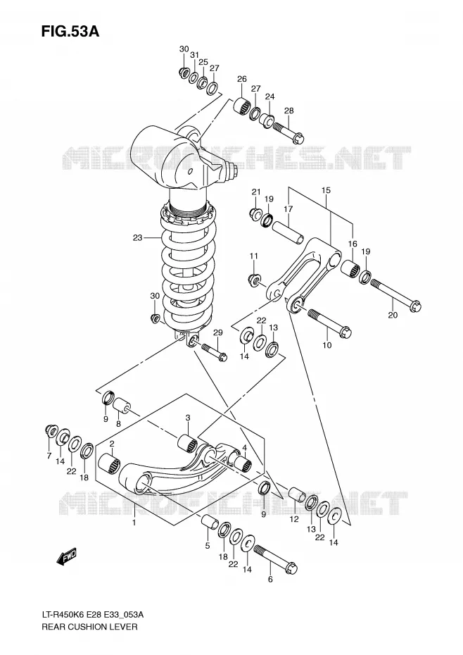 BIELLETTE DE SUSPENSION ARRIERE (MODEL K8/K9/L0) Suzuki QUAD 450 QUADRACER 2009  LT-R450ZK9(E28/E33)