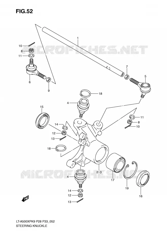 BIELLETTES DE DIRECTION - MOYEU Suzuki QUAD 500 KINGQUAD 2009  LT-A500XPK9(P28/P33)